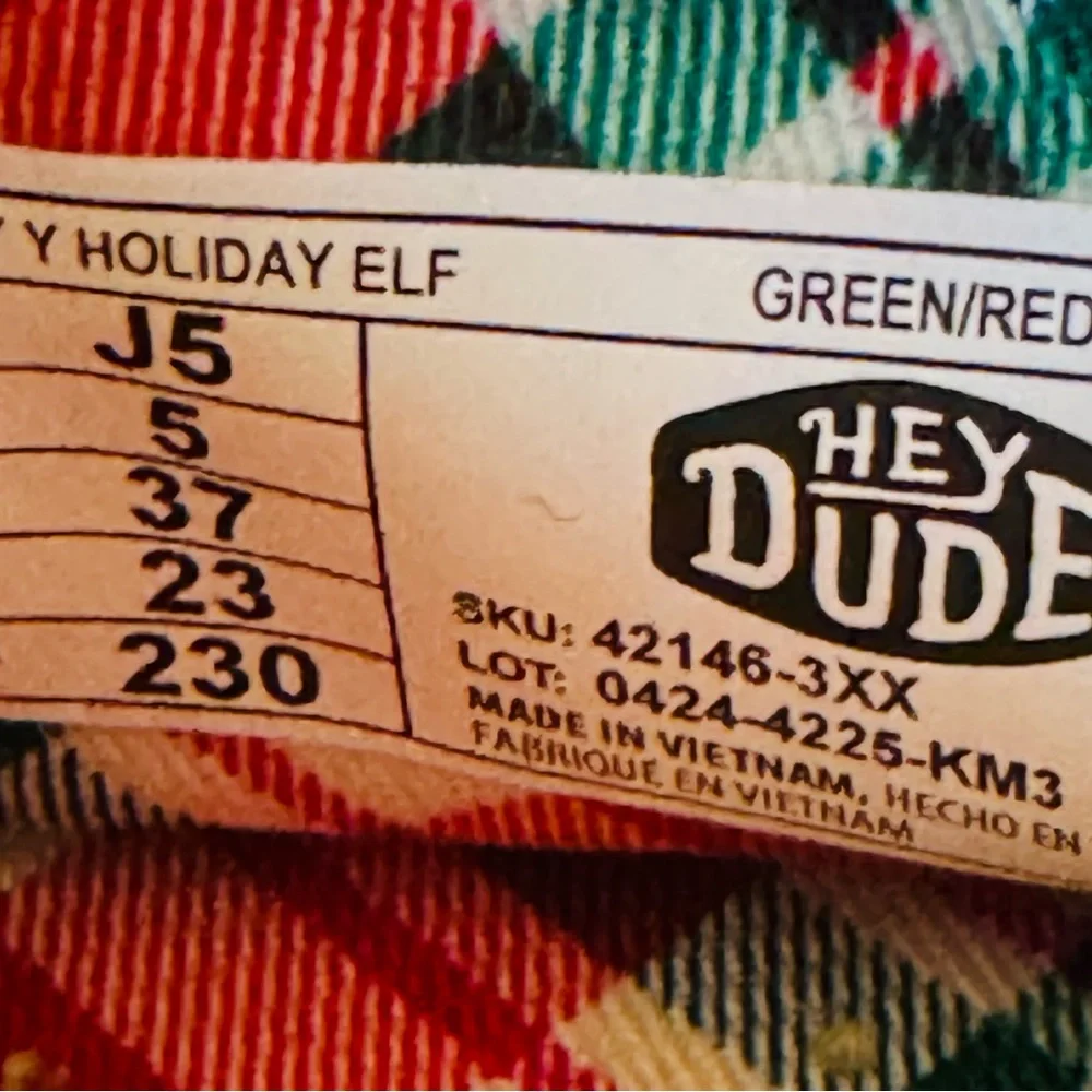 Kids NWT Hey Dude Shoes Wally Holiday Elf size Multiple Sizes